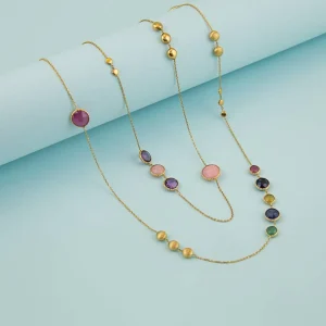 Collares Y Colgantes^Joyería Suiza Collar largo de oro con piedras de colores