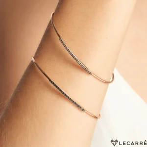 Pulseras^Joyería Suiza Pulsera abierta oro rosa con brillantes negros