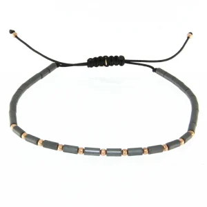 Pulseras^Joyería Suiza Pulsera de Jaibor con oro rosa y hematite