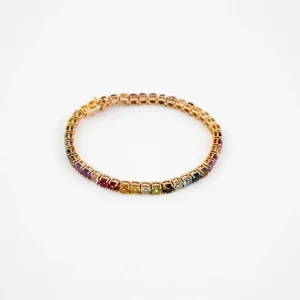 Pulseras^Joyería Suiza Pulsera de oro rosa con piedras semipreciosas de colores